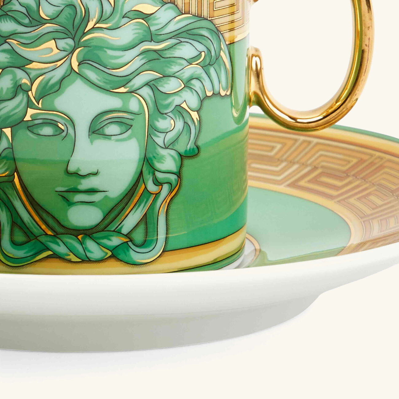 versace green coin coffee cup saucer green