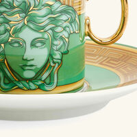 versace green coin coffee cup saucer green