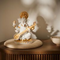 Veena Ganesha Sculpture Small White lladro veena ganesha sculpture small white