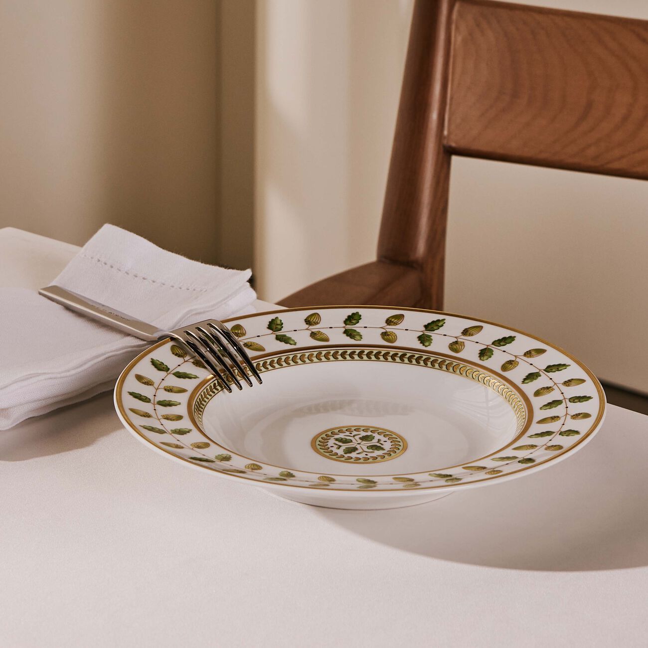 bernardaud constance soup plate round green 22cm