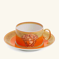 versace orange coin tea cup saucer orange