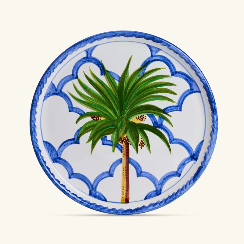 Ottomans Palm Dinner Plate Round Blue 28cm les ottomans ottomans palm dinner plate round blue 28cm