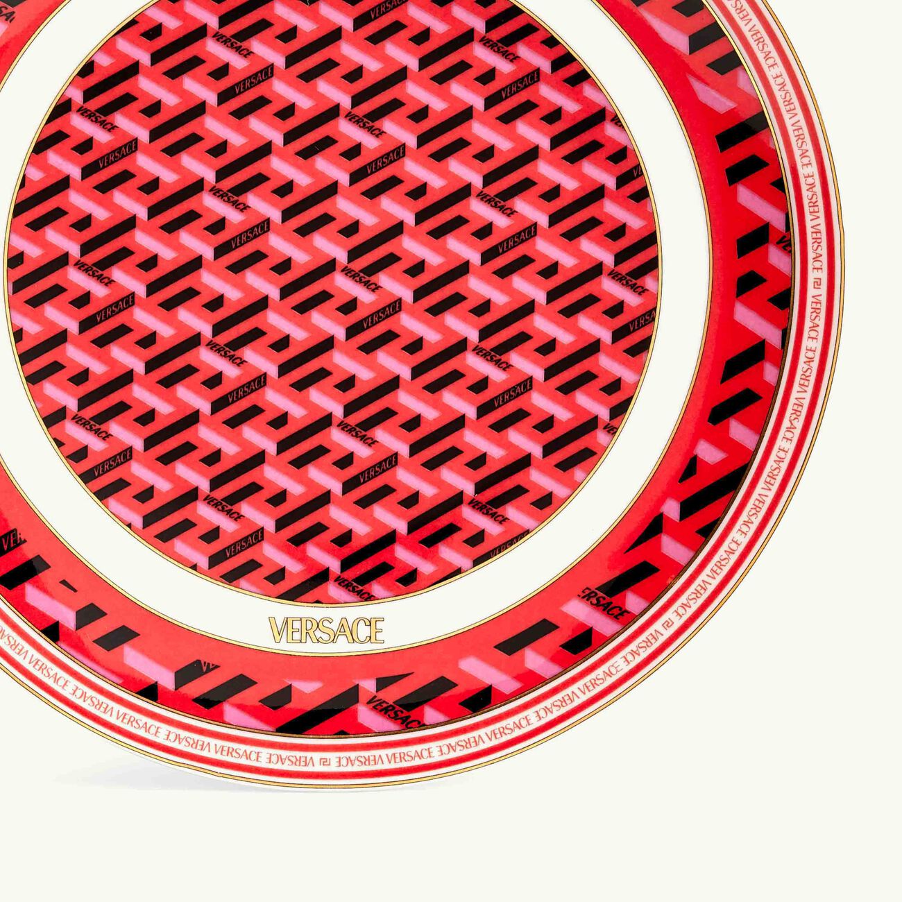 versace la greca signature bread butter plate round red 16cm