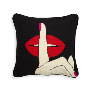 Hush Lips Needlepoint Pillow, medium