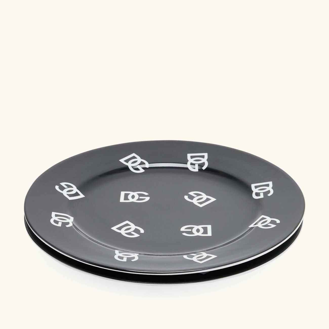dolce gabbana casa dg logo dinner plate round 26cm set of 2