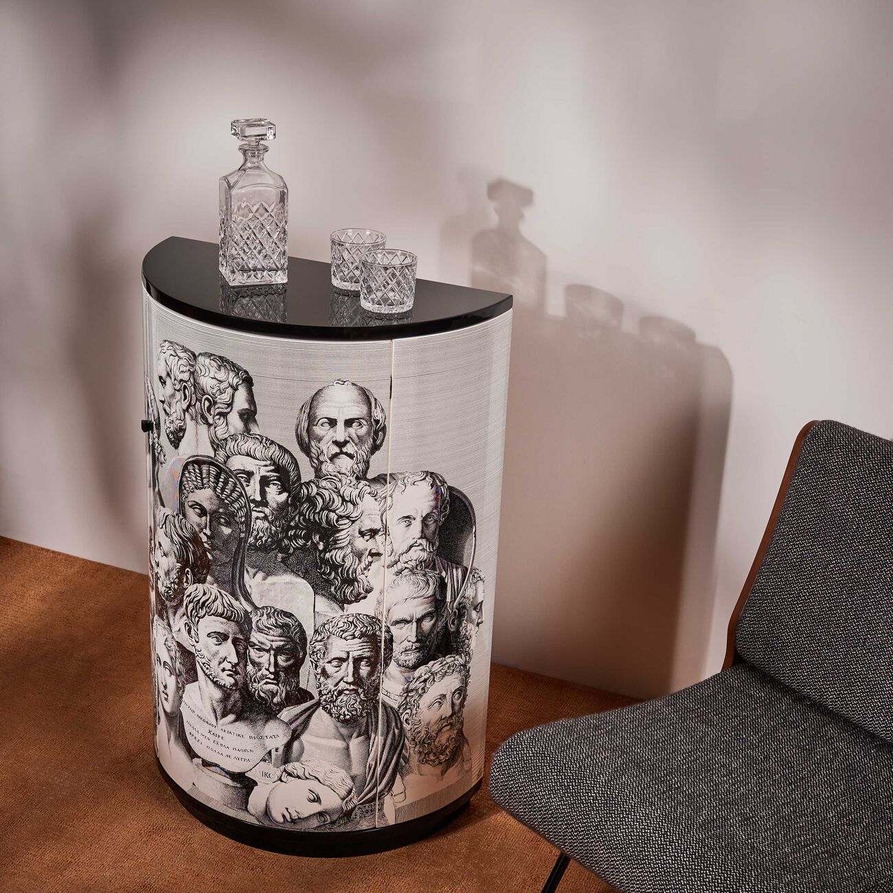 fornasetti teste antiche console grey