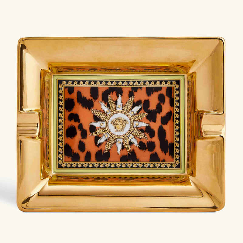 versace jungle animalier ashtray rectangular small gold