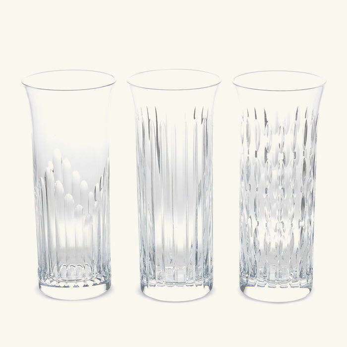 baccarat flora vase small clear set of 3