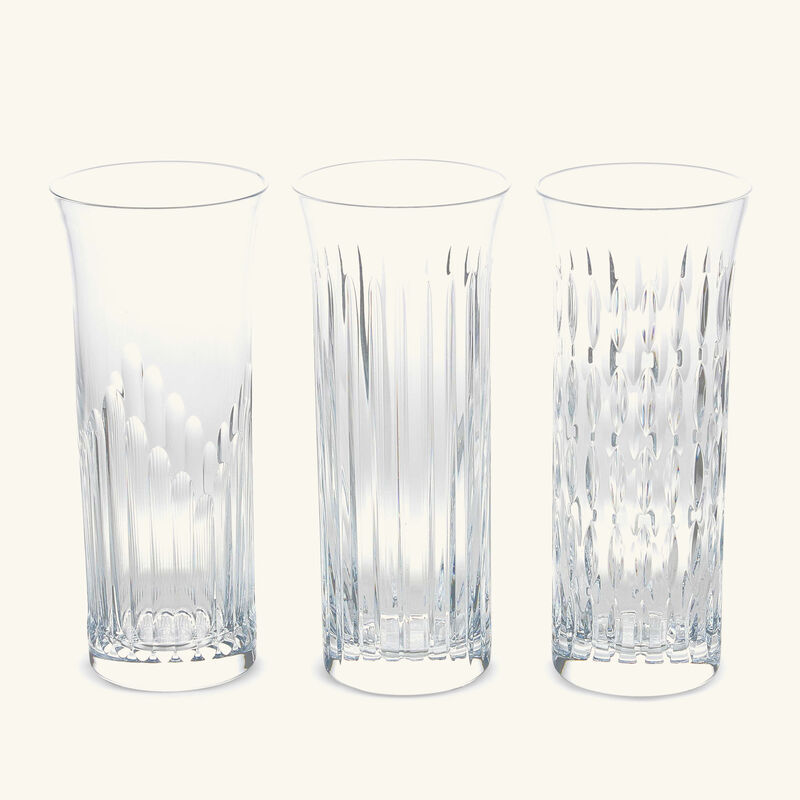 baccarat flora vase small clear set of 3