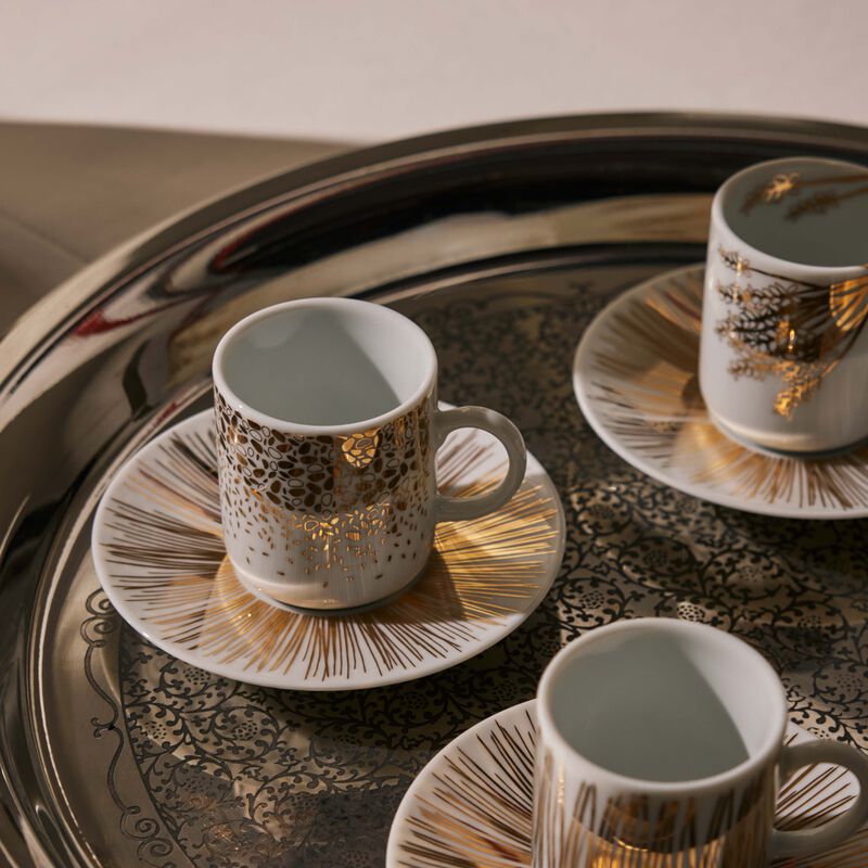 Tamrah by Razan Alazzouni Coffee Cup & Saucer Gold Set of 6 silsal tamrah by razan alazzouni coffee cup saucer gold set of 6