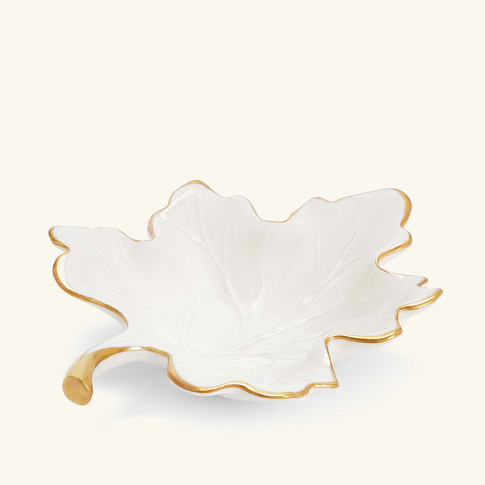 Autumn Fig Leaf Trinket Tray Small White villari autumn fig leaf trinket tray small white