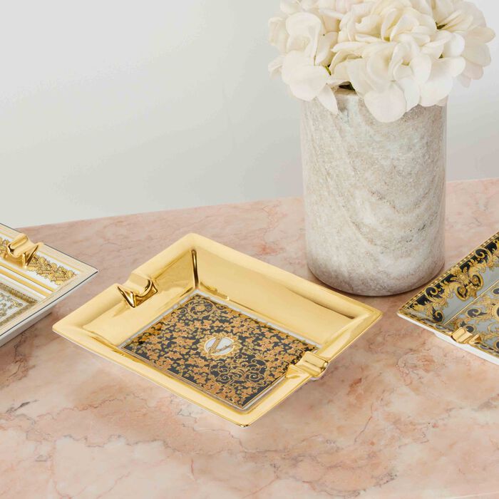 versace barocco mosaic ashtray rectangular small gold
