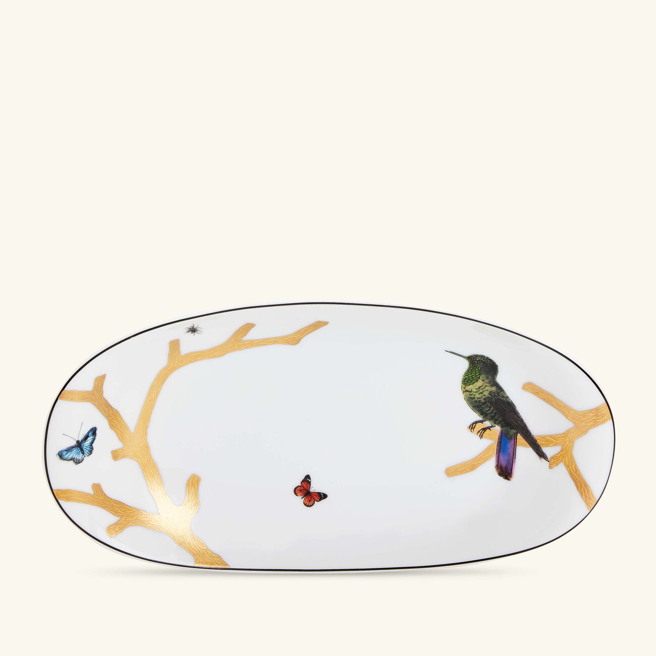 bernardaud aux oiseaux serving platter oval gold 21cm