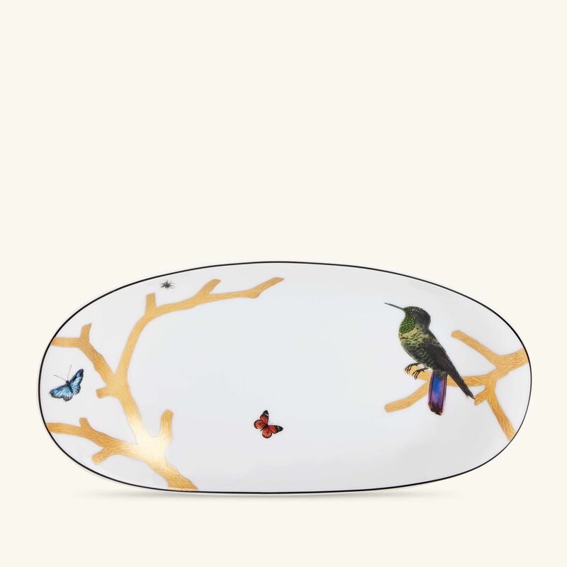 Aux Oiseaux Serving Platter Oval Gold 21cm bernardaud aux oiseaux serving platter oval gold 21cm