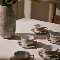 Tamrah by Razan Alazzouni Tea Cup & Saucer Gold Set of 6 silsal tamrah by razan alazzouni tea cup saucer gold set of 6