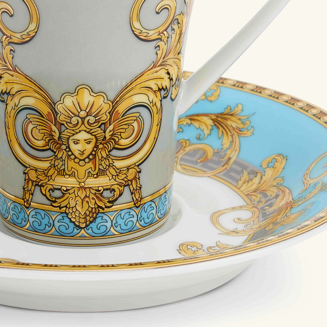 versace prestige gala coffee cup saucer white set of 6