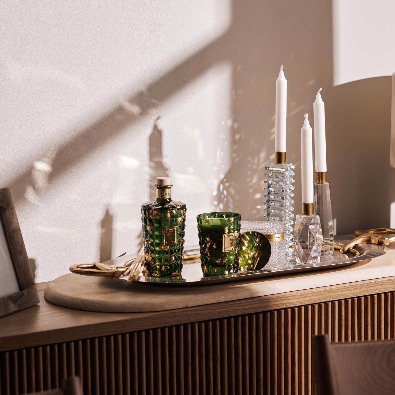 edion iris green candle   diffuser set