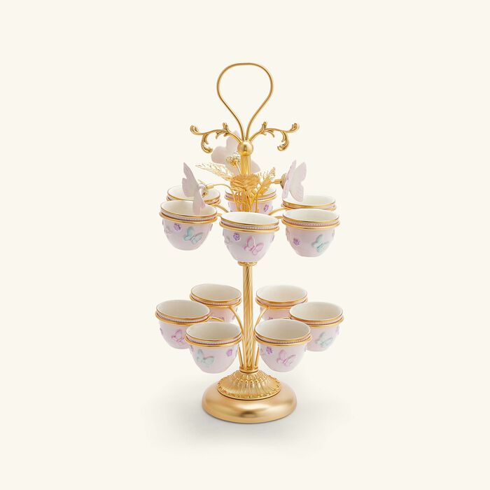 فيلاري حامل فناجين القهوة العربية بلومينغ باترفلاي وردي