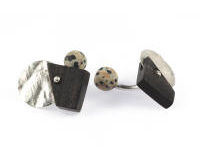 Cufflinks Ebony Dalmatian Jasper Silver With Box Cufflinks Ebony Dalmatian Jasper Silver With Box, small