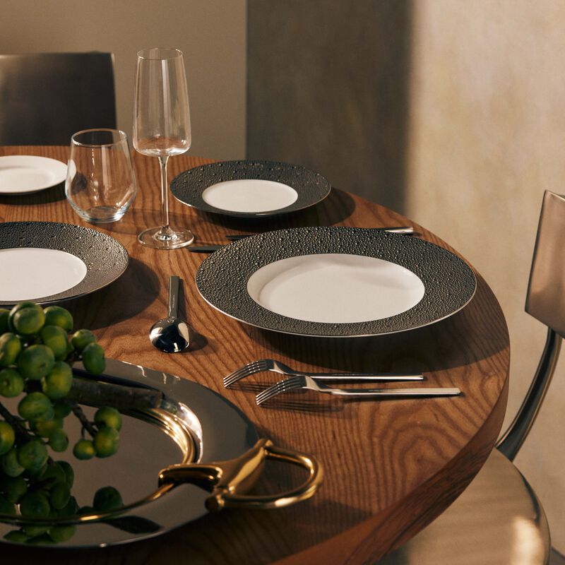 bernardaud ecume serving plate round silver 31cm