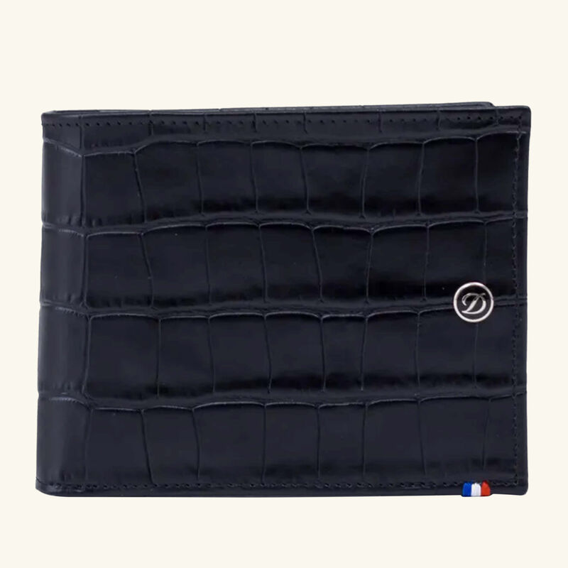 st dupont croco dandy leather wallet black