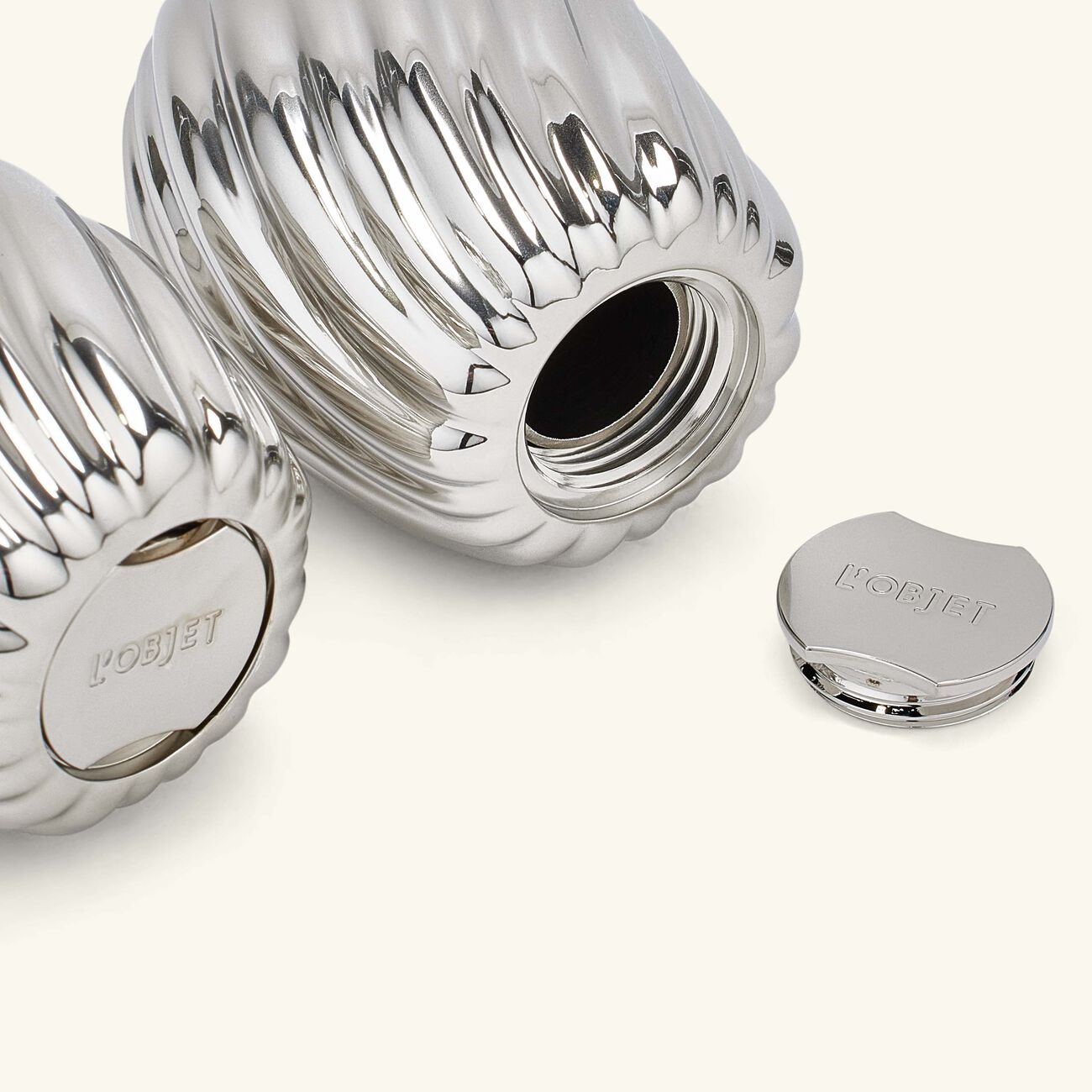 l objet ripple spice jewels salt and pepper shakers silver set of 2