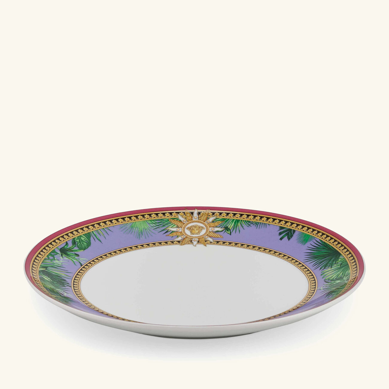 versace jungle animalier plate round pink 21cm