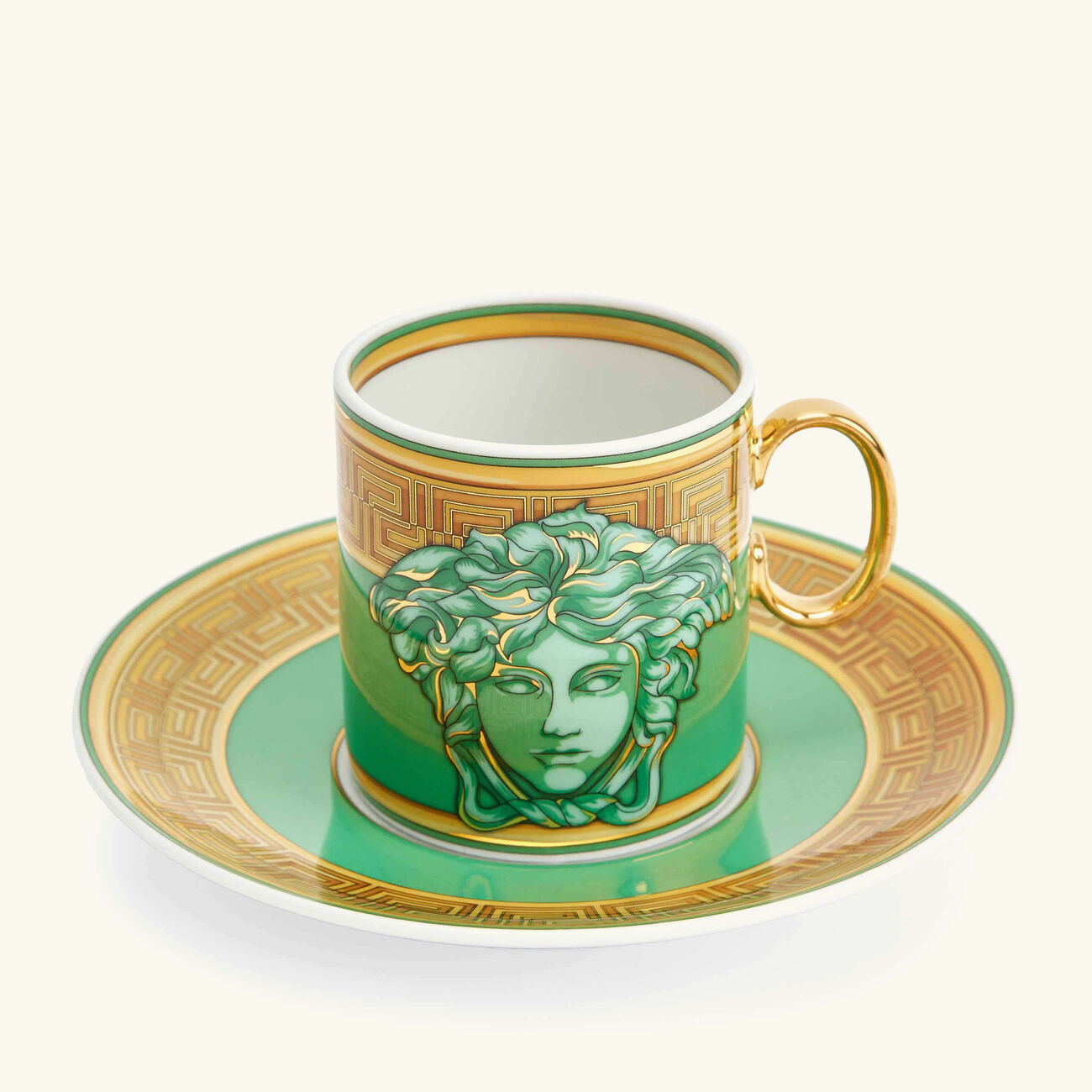 versace green coin coffee cup saucer green