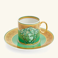 versace green coin coffee cup saucer green