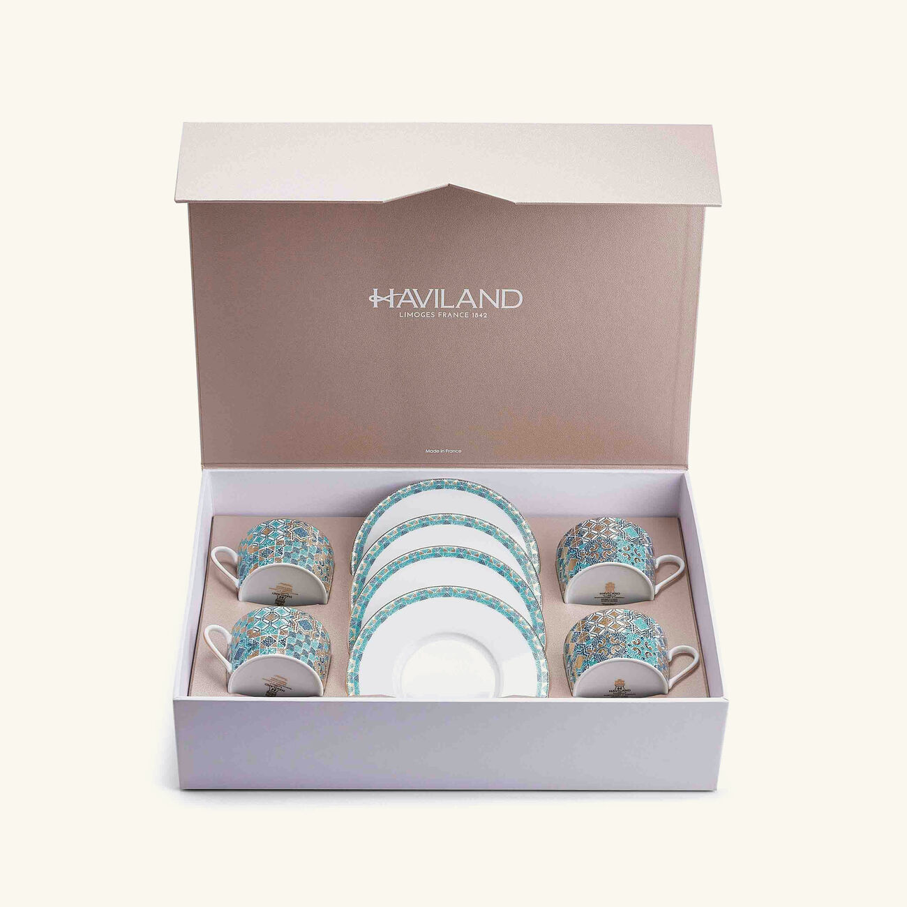 haviland portofino tea cup saucer blue set of 4