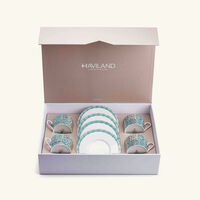 haviland portofino tea cup saucer blue set of 4