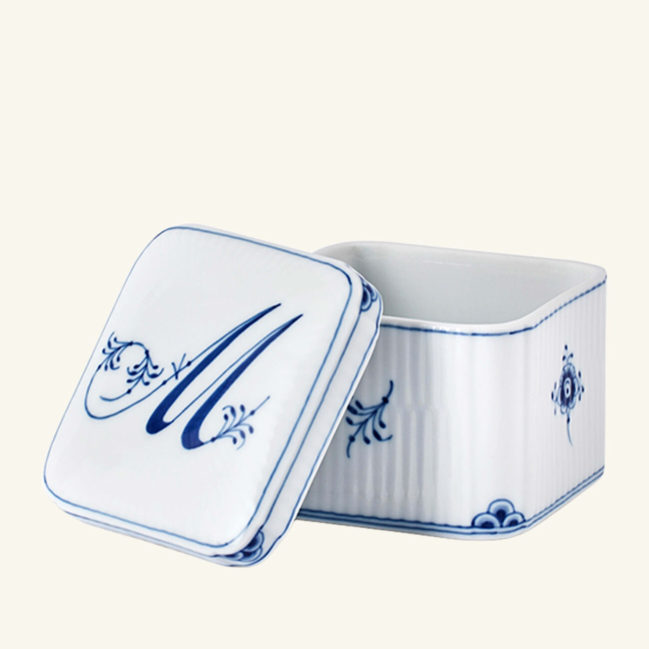 royal copenhagen alphabet collection m bonbonniere box white