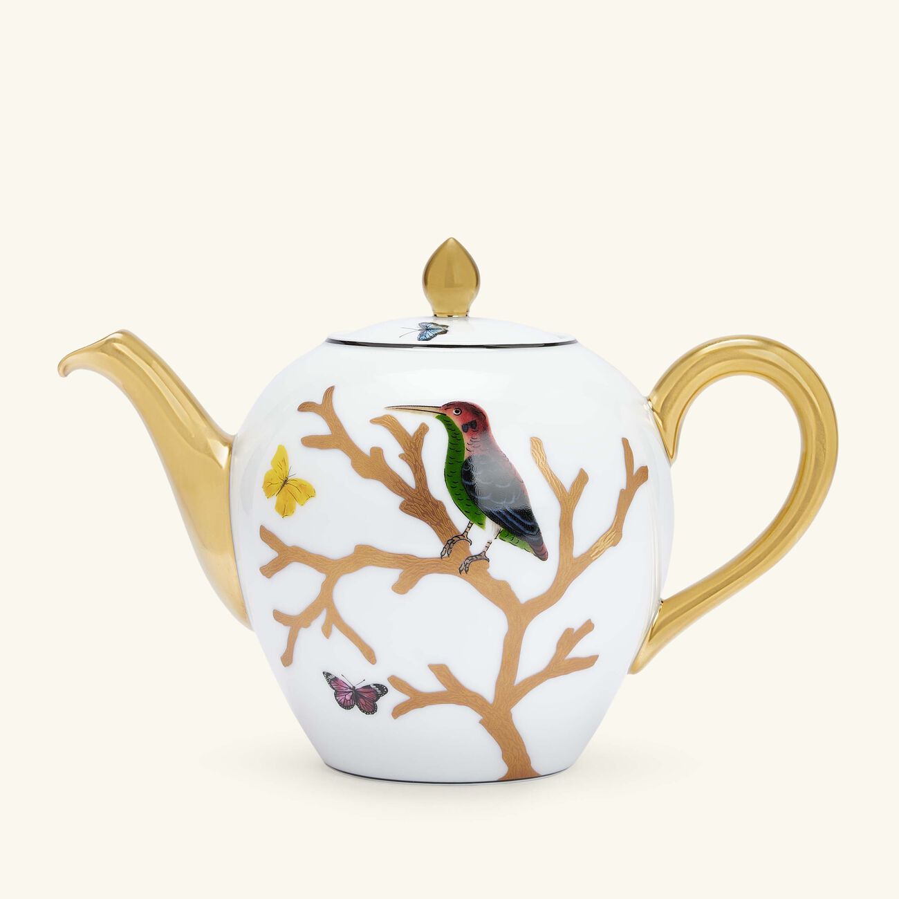 bernardaud aux oiseaux tea pot gold