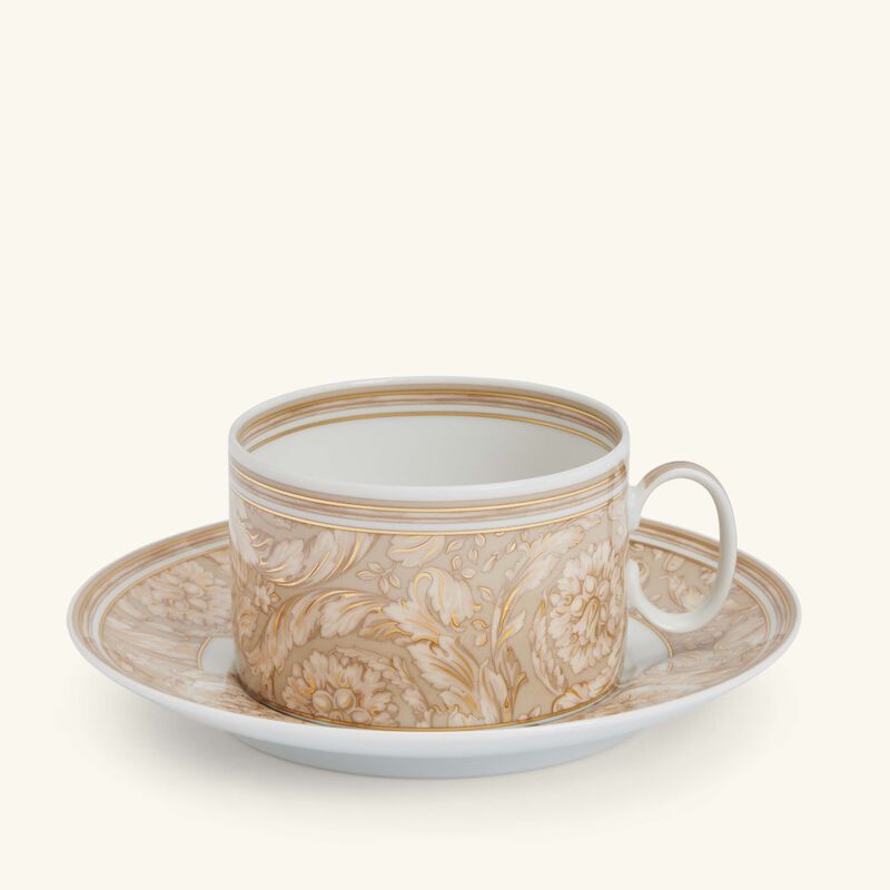 فنجان الشاي باروكو مع صحنه بلون البيج large
