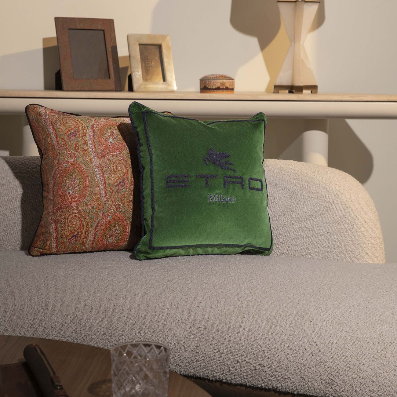 etro sponge embroided cushion green