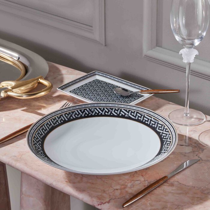 versace la greca signature serving plate round white 28cm