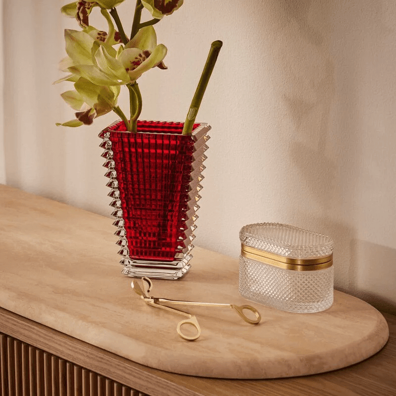 Eye Vase Rectangular Small Red baccarat eye vase rectangular small red
