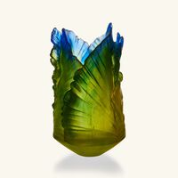daum fleur de paon exotique vase small green limited edition