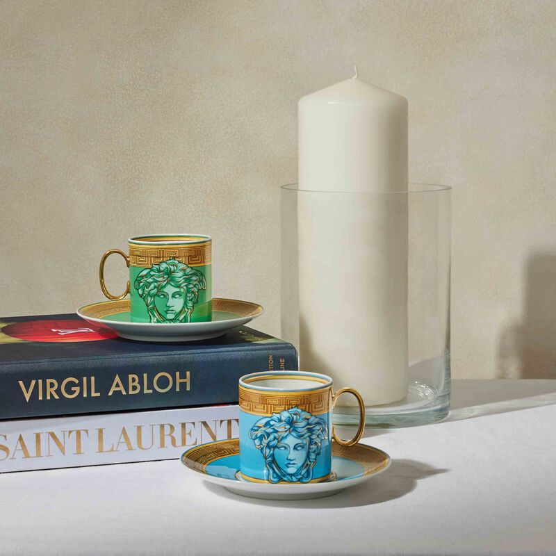 versace green coin tea cup   saucer green