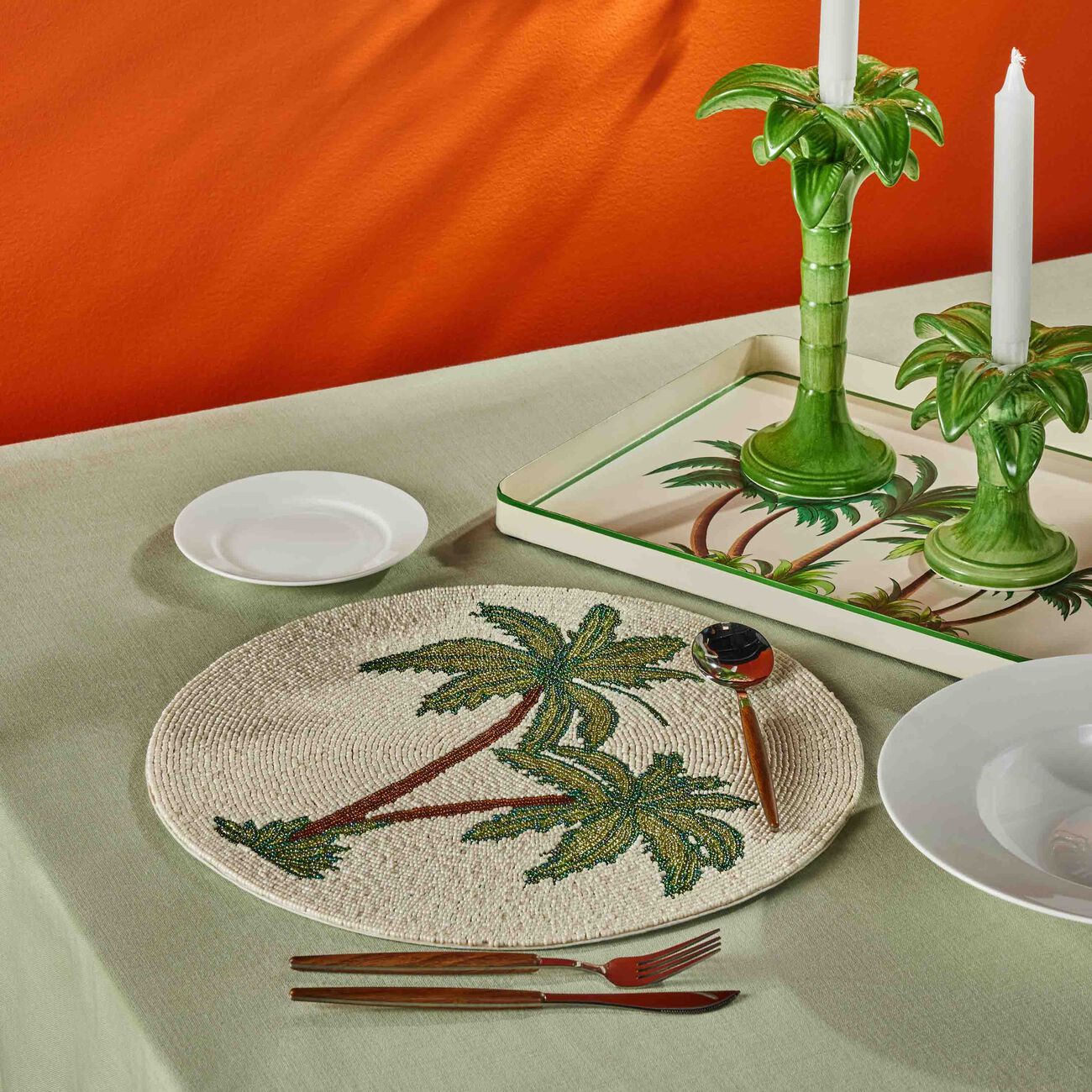 les ottomans jungle beaded placemat white