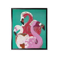 لوحة جدارية مزيّنة بالخرز تصور مشهدًا على شكل طيور نحام وردي, small
