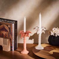 les ottomans palm trees candle holder medium pink