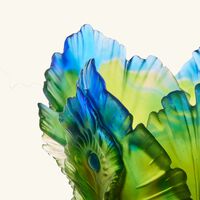 daum fleur de paon exotique vase large green limited edition