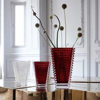 baccarat red clear eye vase set