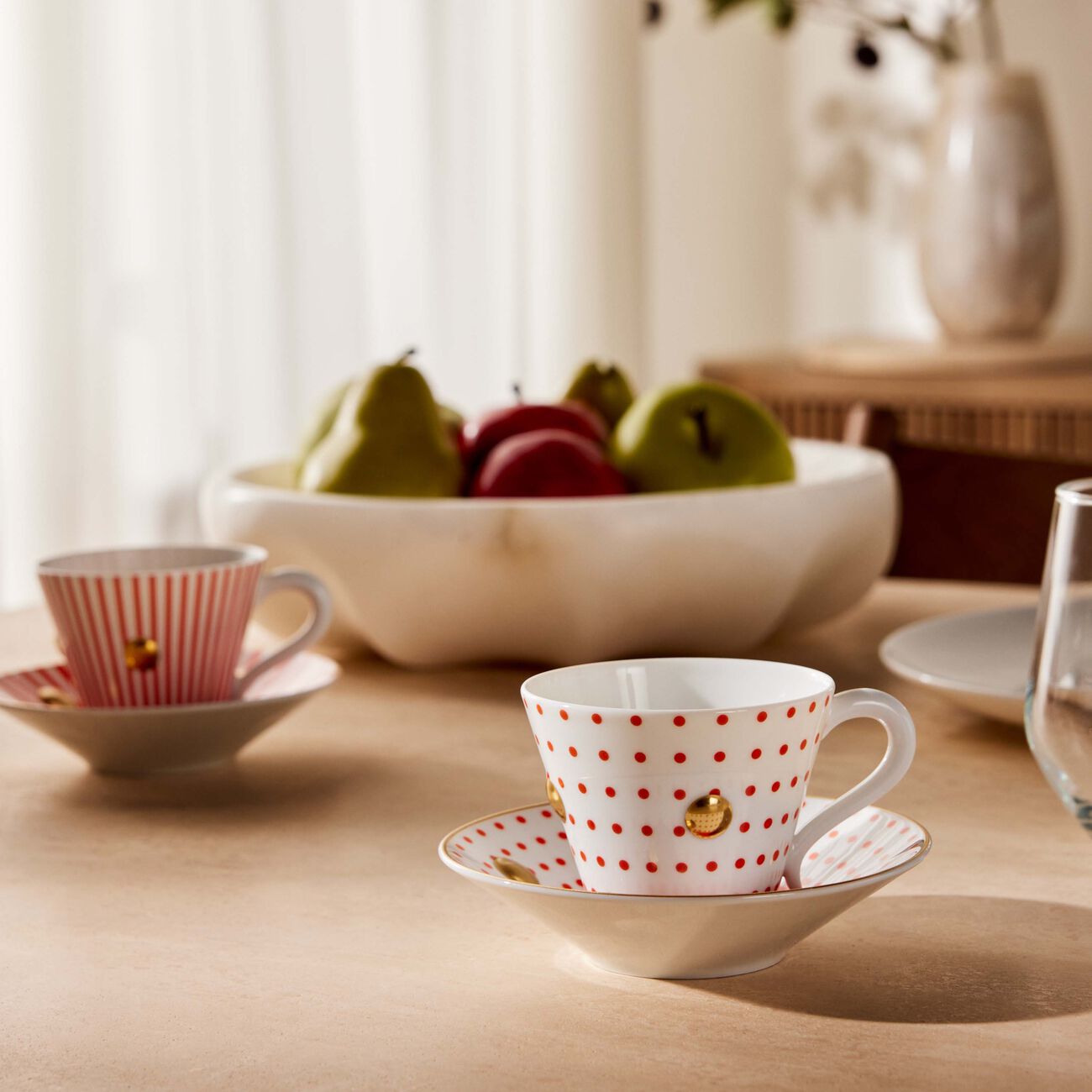 bernardaud delphos et knossos tea cup saucer red set of 2