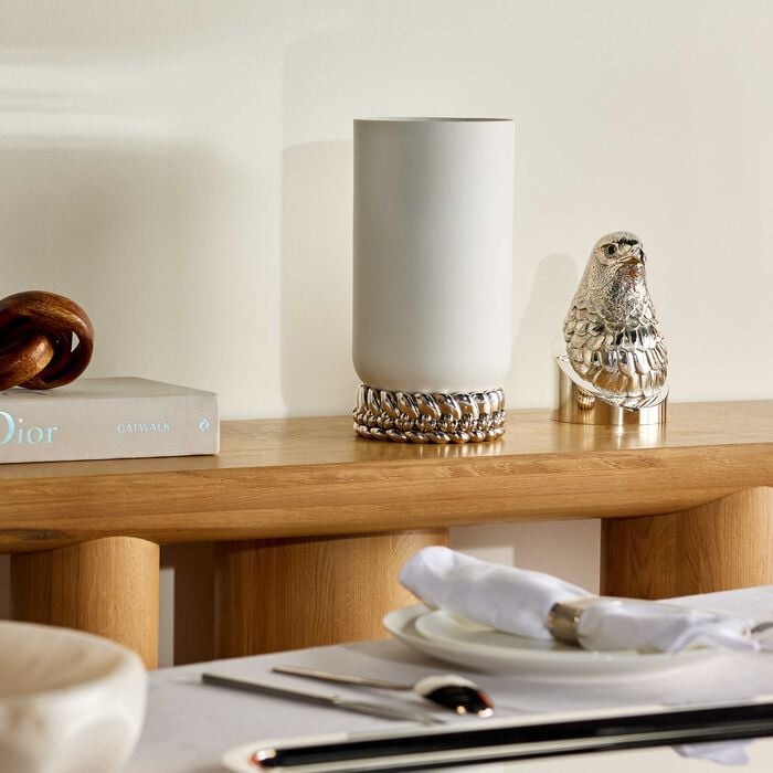 christofle babylone vase medium white