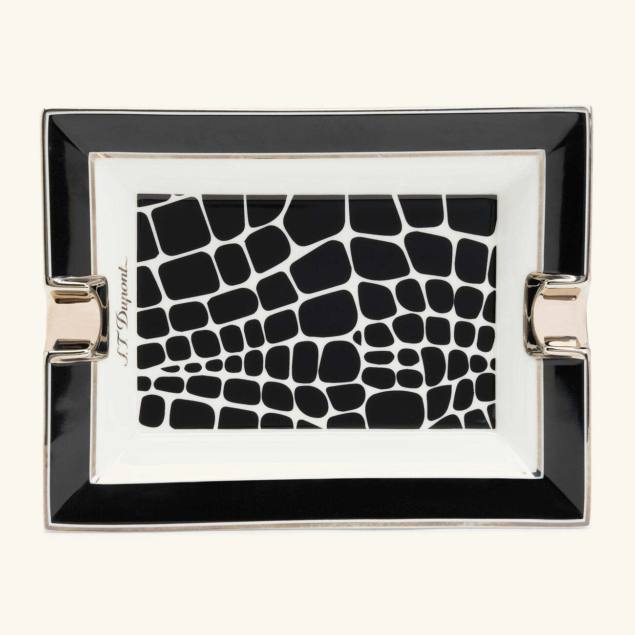 st dupont crocodile ashtray rectangular mini black