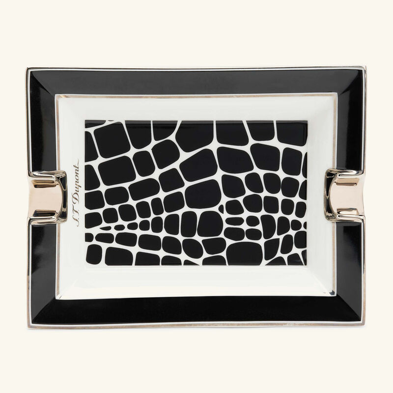 st dupont crocodile ashtray rectangular mini black