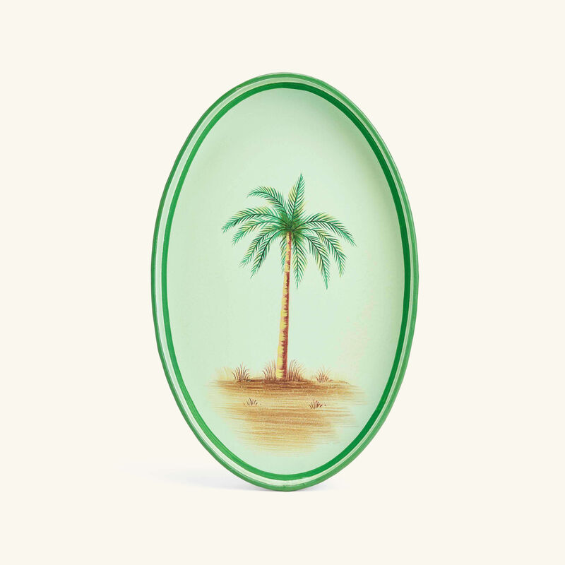 Fauna Palm Tree Serving Tray Oval Medium Blue les ottomans fauna palm tree serving tray oval medium blue
