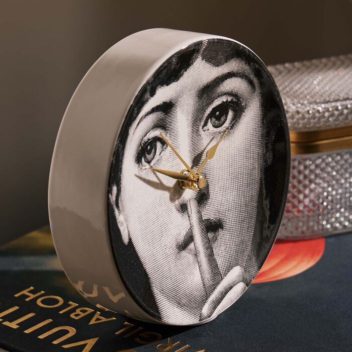 fornasetti silenzio desk clock grey